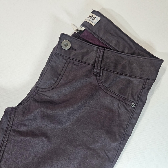 Mudd Faux Leather Pants Womens Size 7 Burgundy Skinny Y2K Style Low Rise Bottoms - Picture 2 of 8